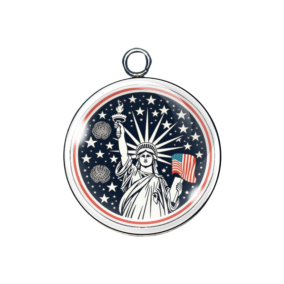 Patriotic 4th of July glass Cabochon charm