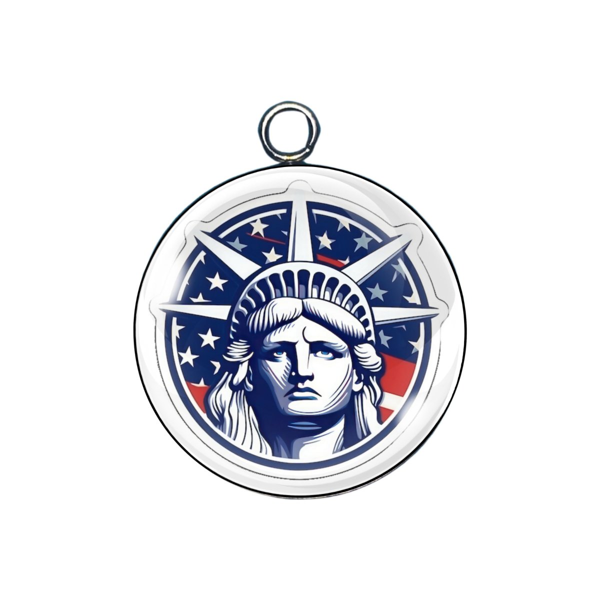 Patriotic 4th of July glass Cabochon charm