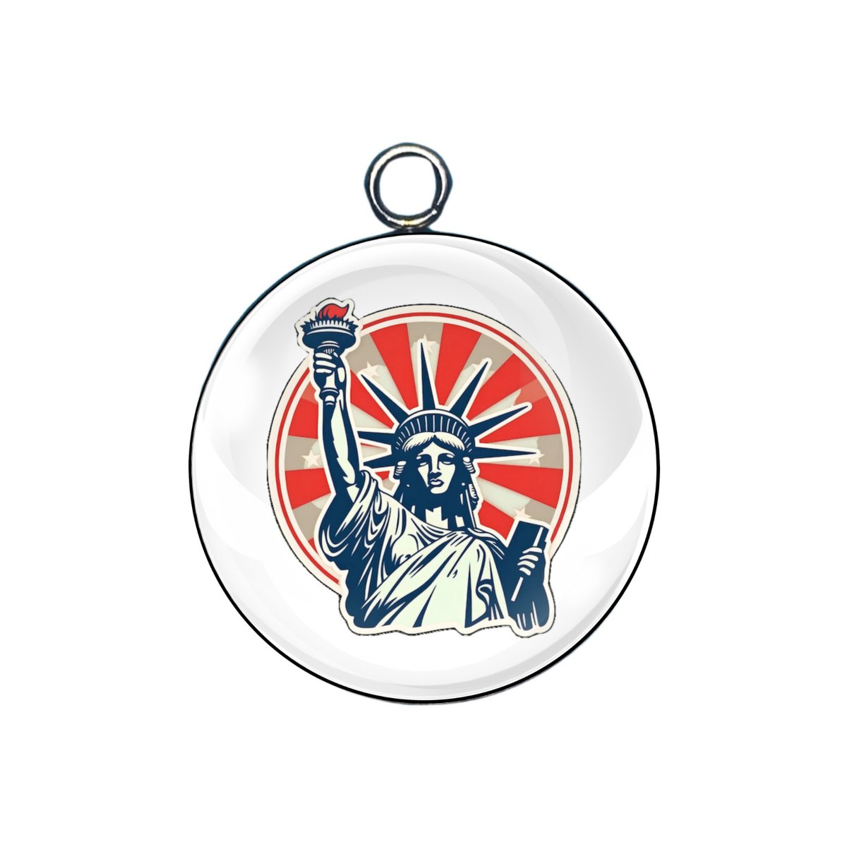 Patriotic 4th of July glass Cabochon charm