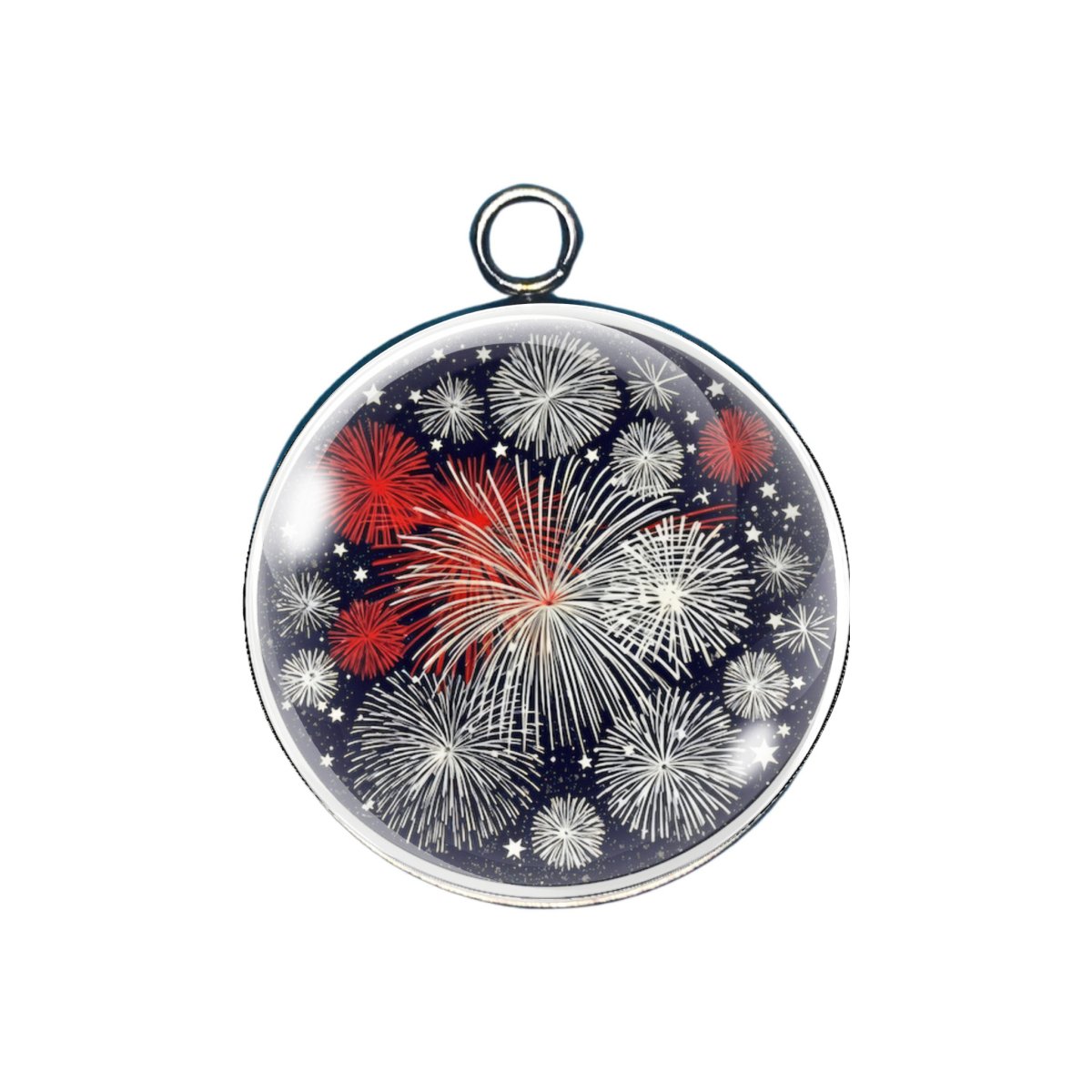 Patriotic 4th of July glass Cabochon charm