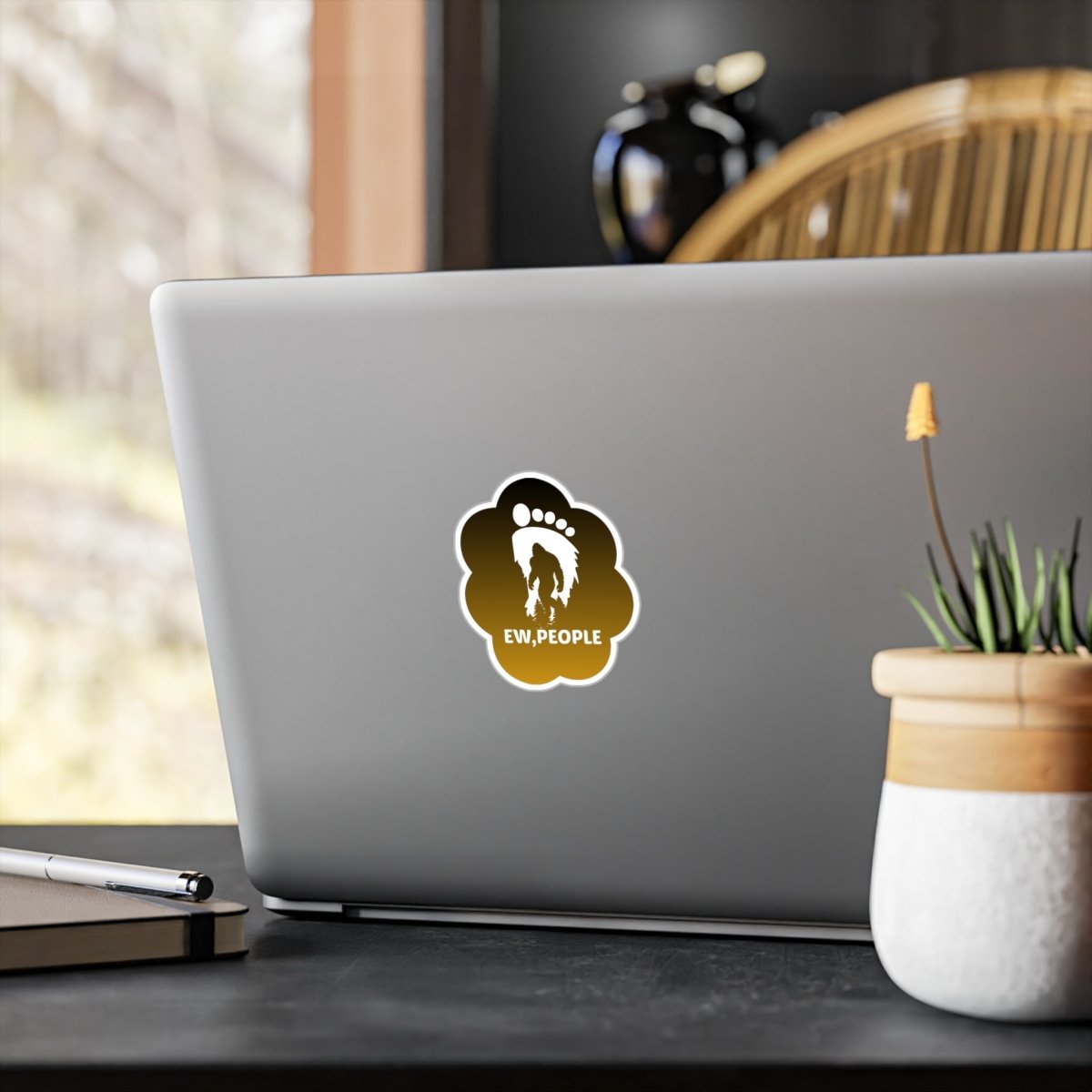 Funny Bigfoot Kiss-Cut Vinyl Decal - 'EW, PEOPLE'