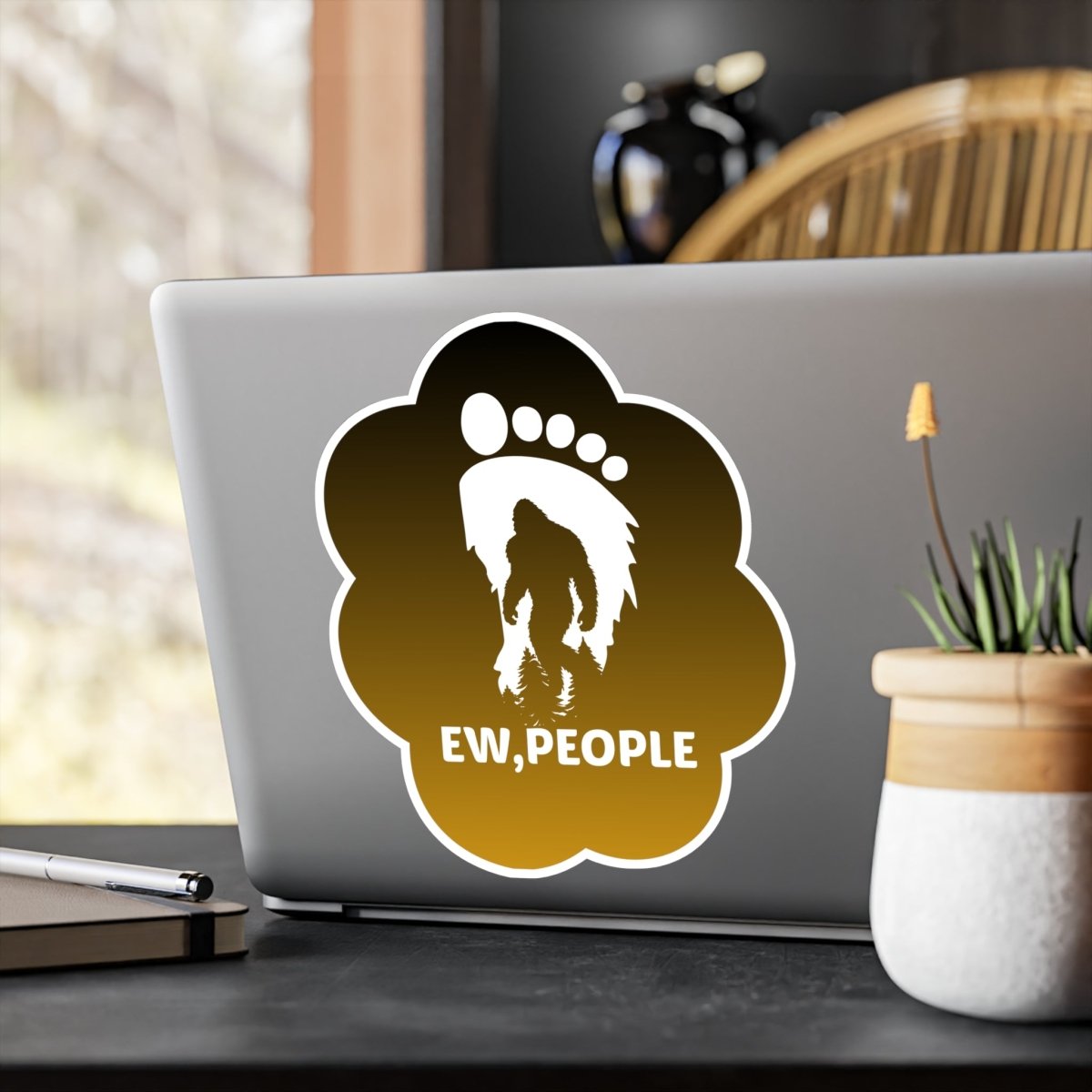 Funny Bigfoot Kiss-Cut Vinyl Decal - 'EW, PEOPLE'