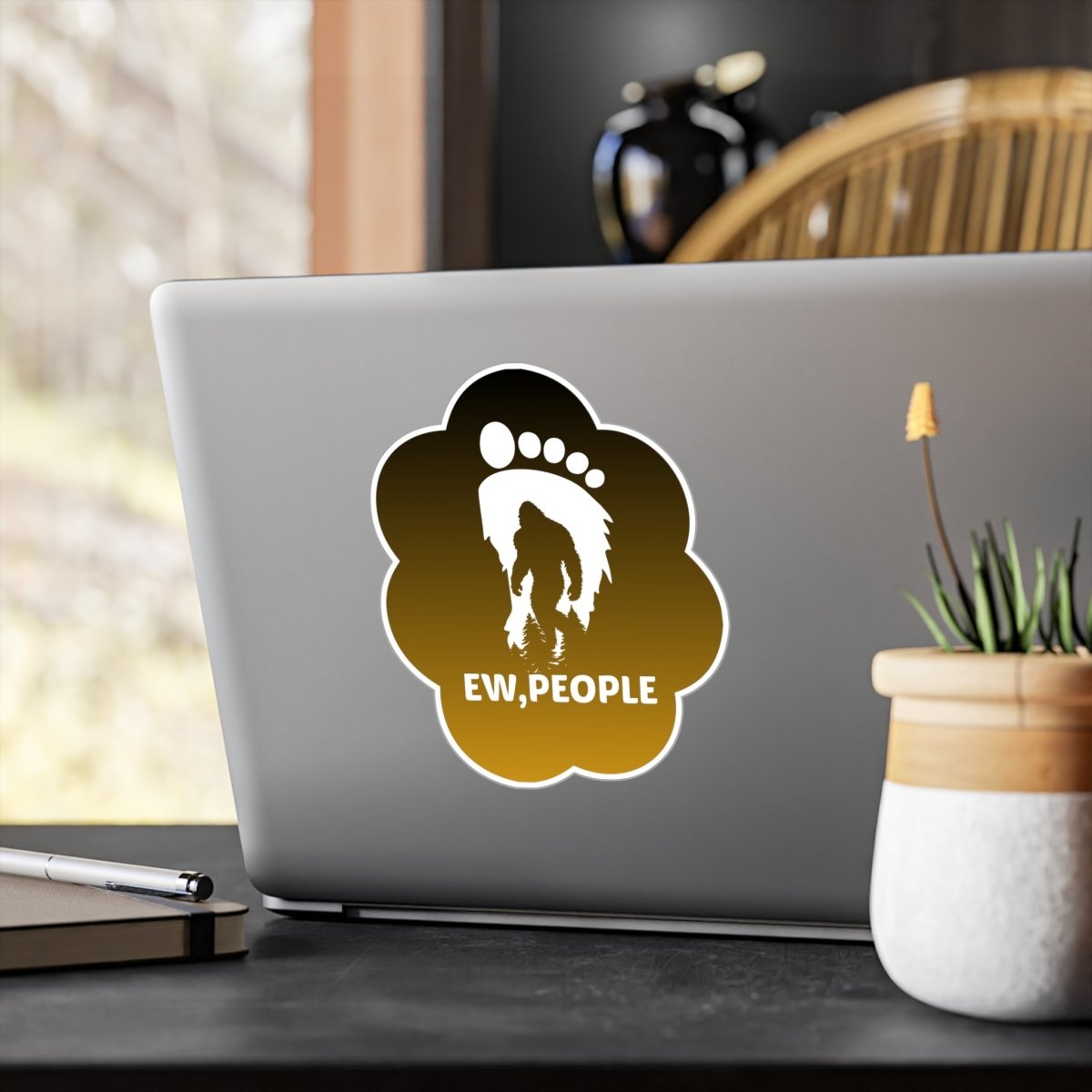 Funny Bigfoot Kiss-Cut Vinyl Decal - 'EW, PEOPLE'