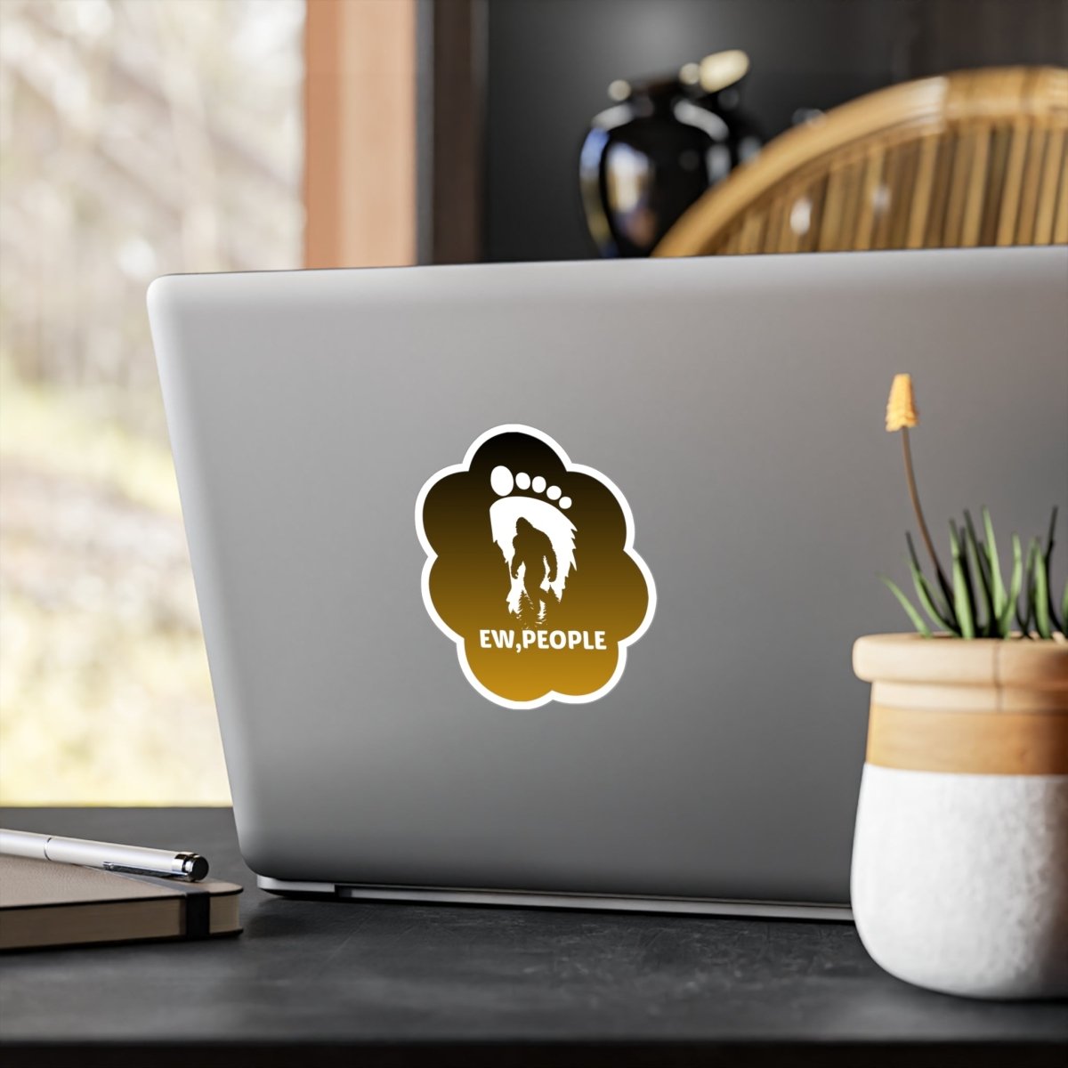 Funny Bigfoot Kiss-Cut Vinyl Decal - 'EW, PEOPLE'