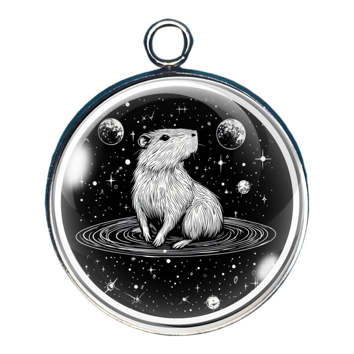 Charm 2: Cosmic galaxy capybara with planets and stars