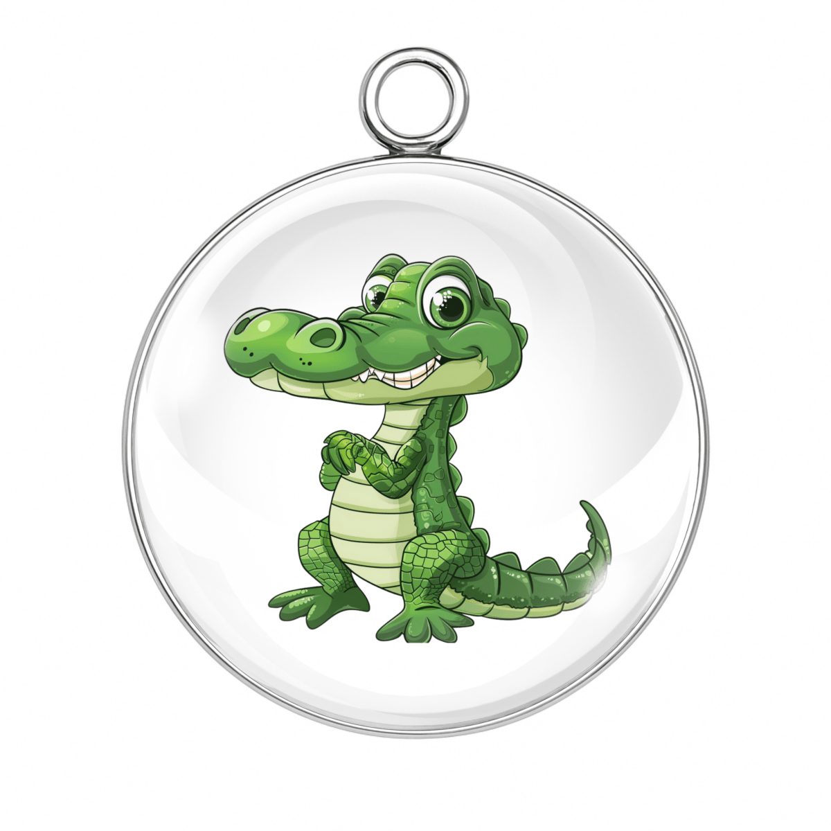 : “Chibi cartoon alligator waving hello with cute little arms.”