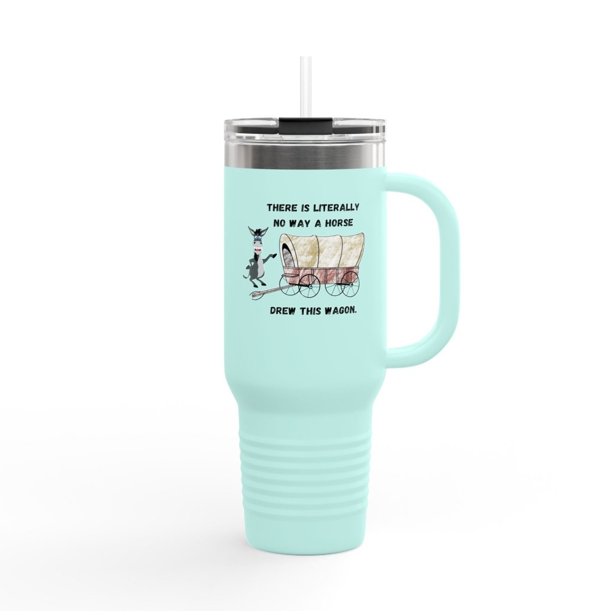 Funny Horse-Drawn Wagon Insulated Travel Mug, 40oz - Horse Lover Gift, Humorous