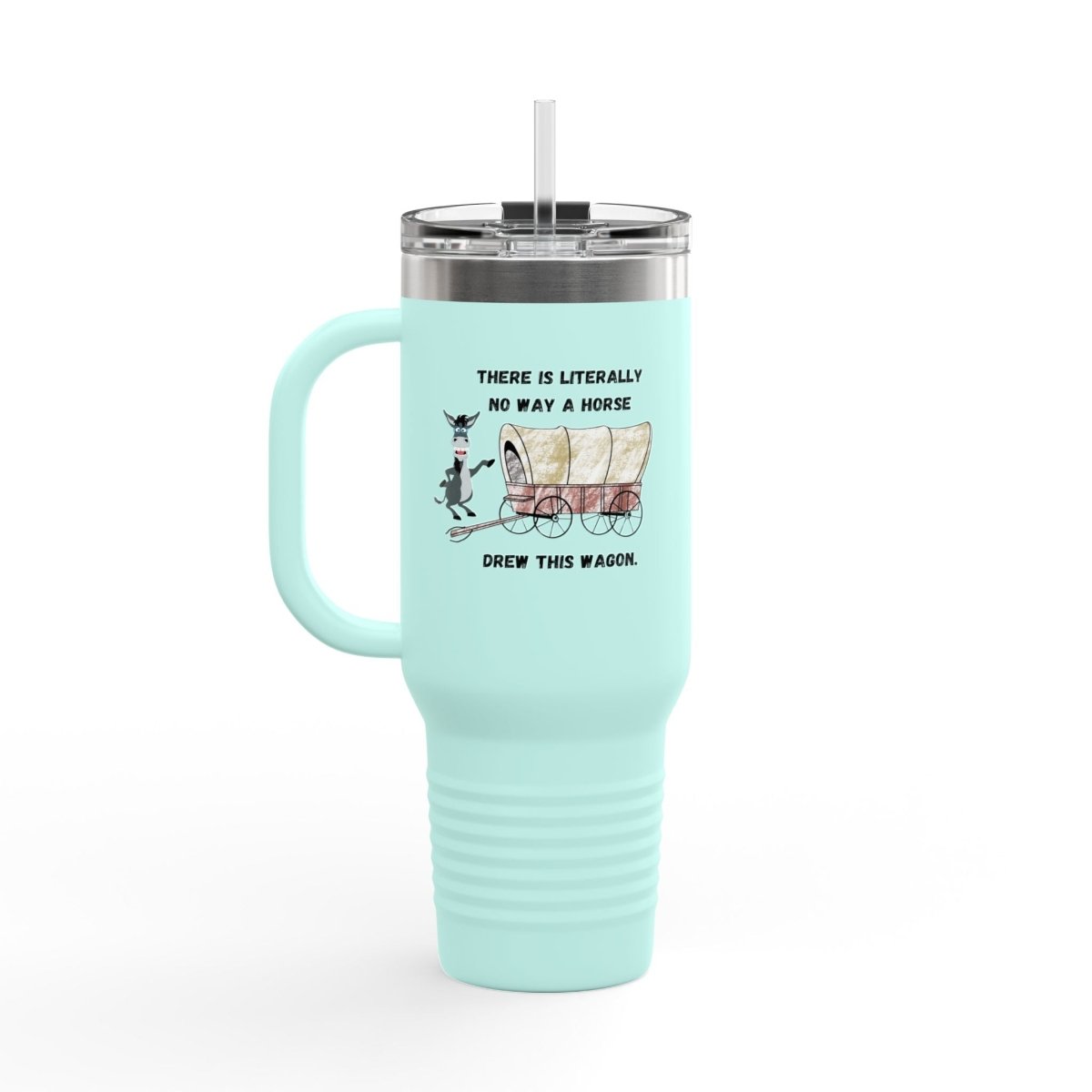 Funny Horse-Drawn Wagon Insulated Travel Mug, 40oz - Horse Lover Gift, Humorous