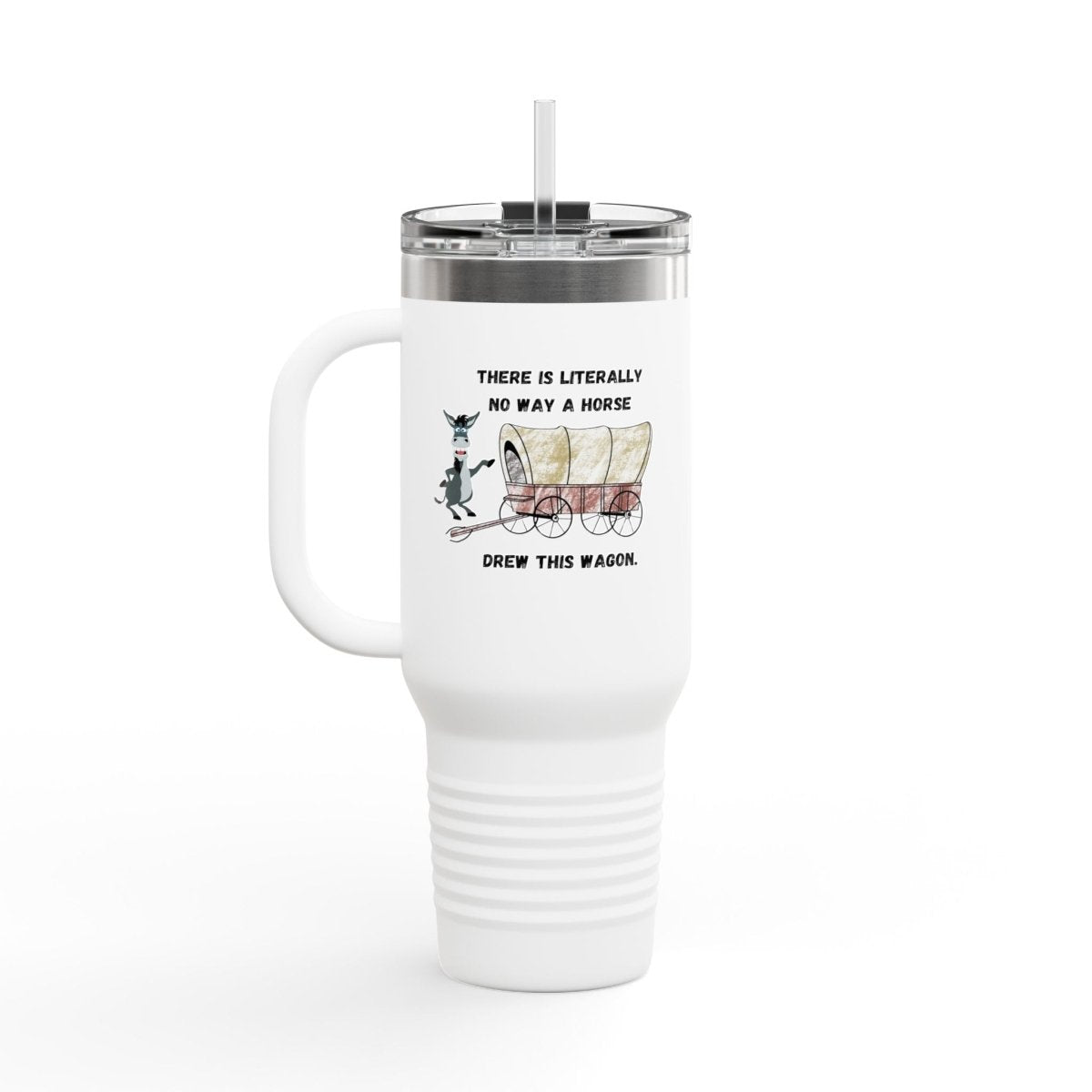Funny Horse-Drawn Wagon Insulated Travel Mug, 40oz - Horse Lover Gift, Humorous