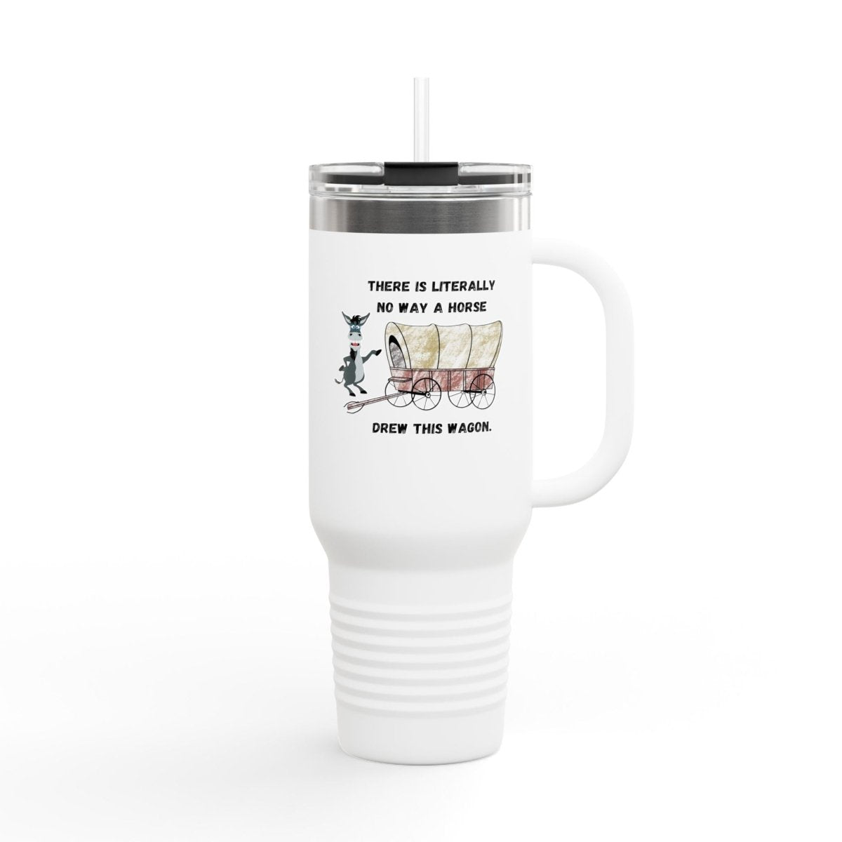 Funny Horse-Drawn Wagon Insulated Travel Mug, 40oz - Horse Lover Gift, Humorous