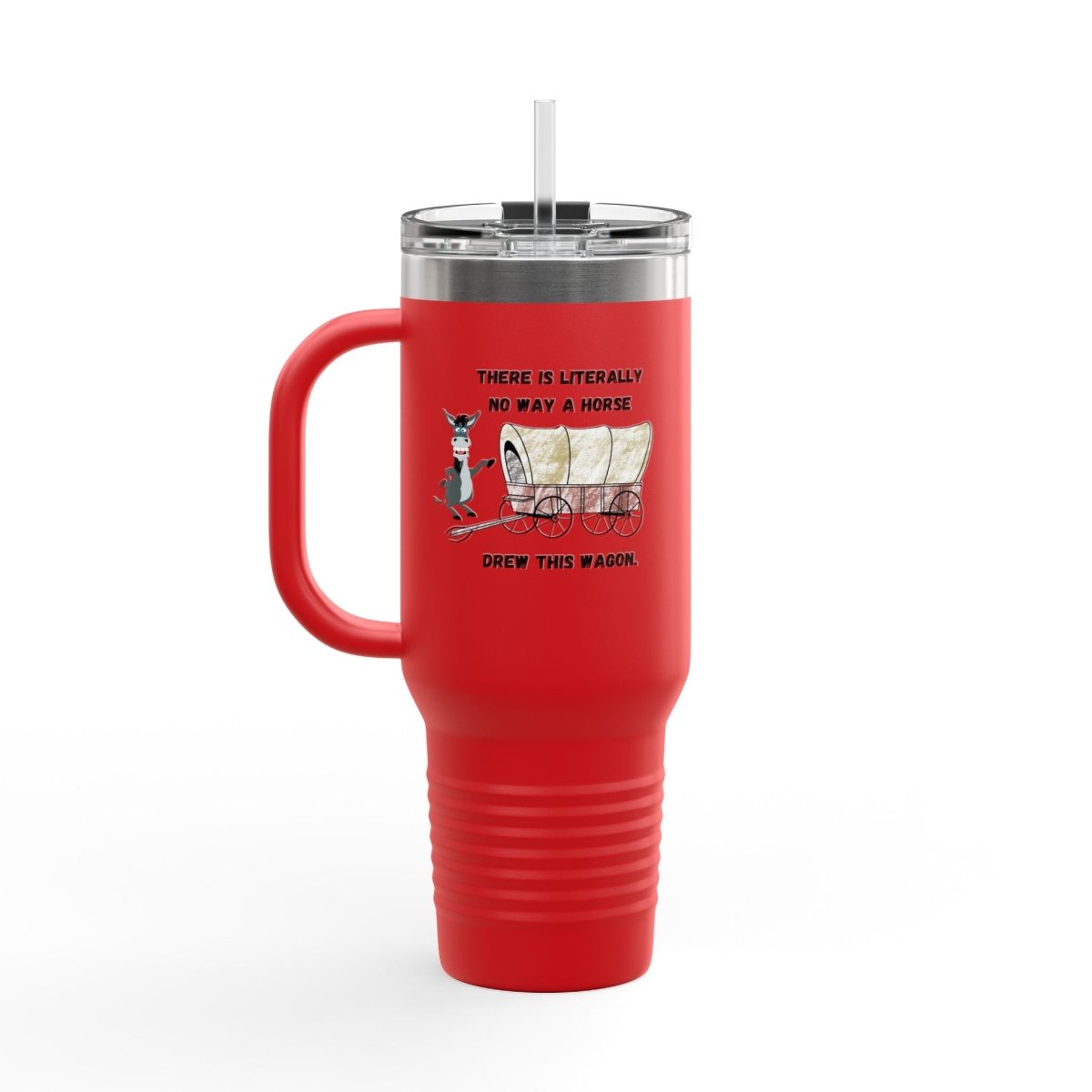 Funny Horse-Drawn Wagon Insulated Travel Mug, 40oz - Horse Lover Gift, Humorous