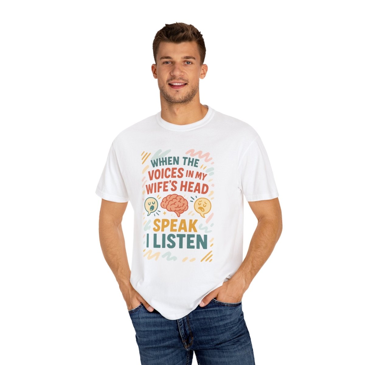 Funny Husband Gift Shirt – "Voices in My Wife's Head" Unisex Tee, S-4XL