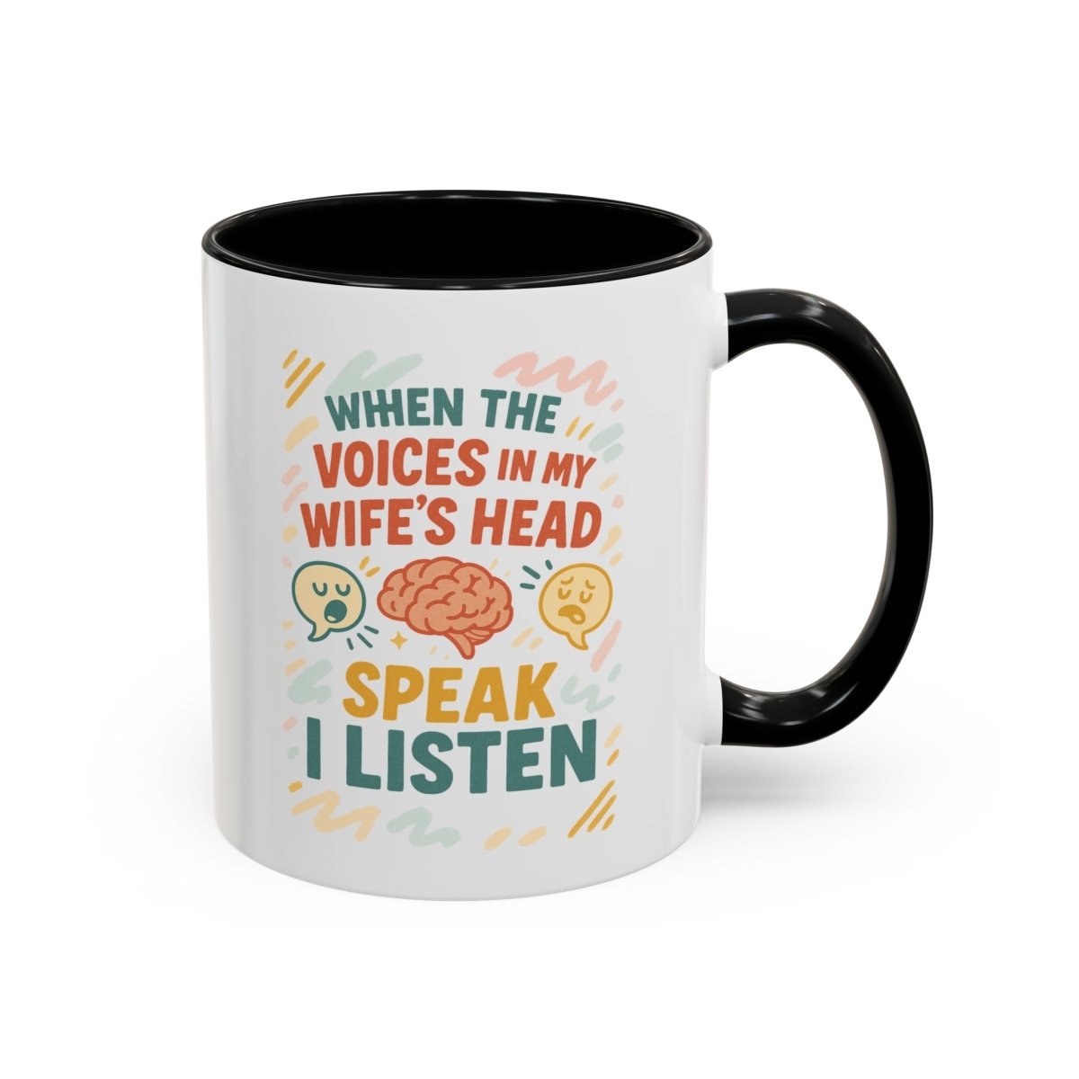 Funny Retro Coffee Mug – “Voices in My Wife’s Head” Design, 11oz & 15oz