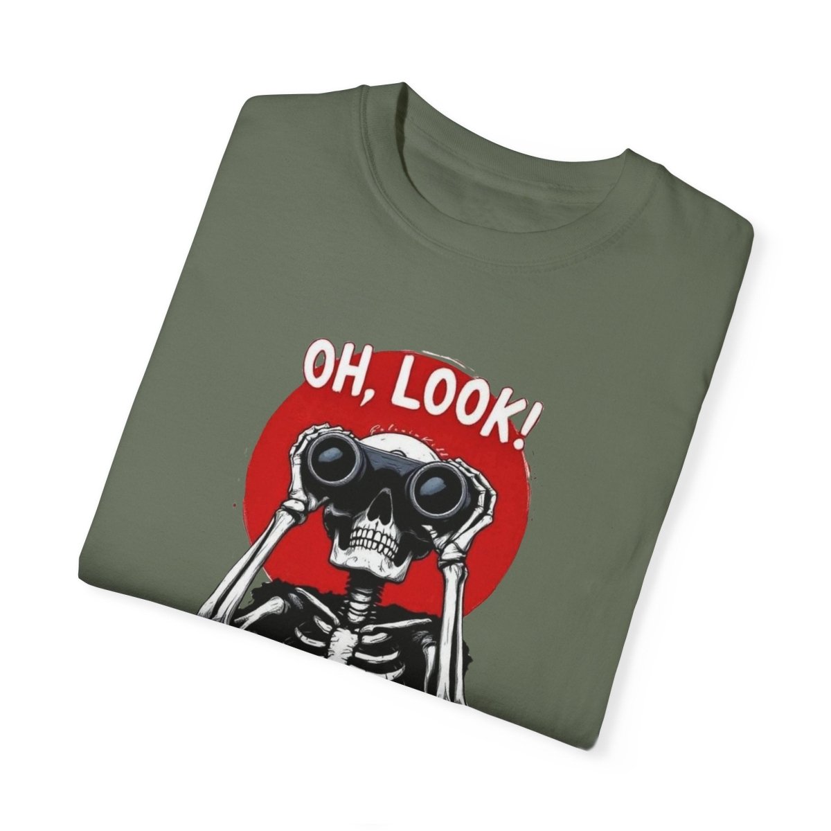 Funny Skeleton Tee – "Oh Look, Nobody Gives a Sh*t" Unisex Garment-Dyed Shirt