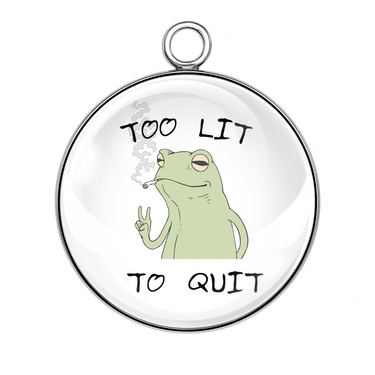 frog smoking joint says too lit to quit
