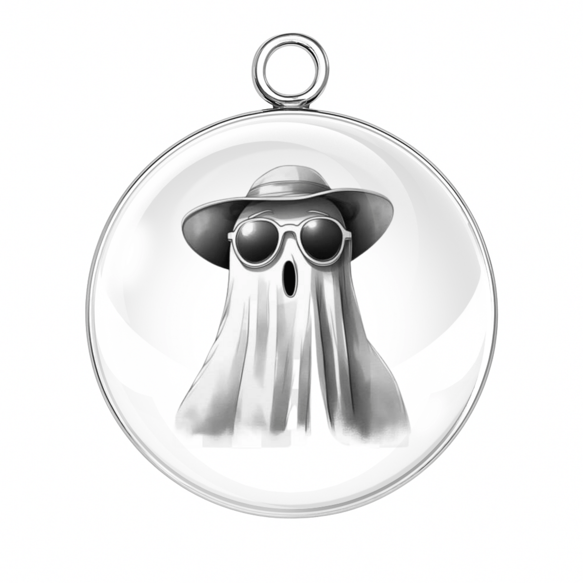 "Ghost in sunglasses and hat charm"