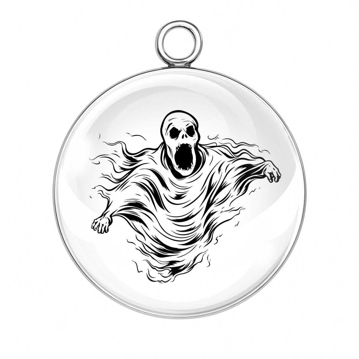 "Screaming ghost spirit with waving arms charm"