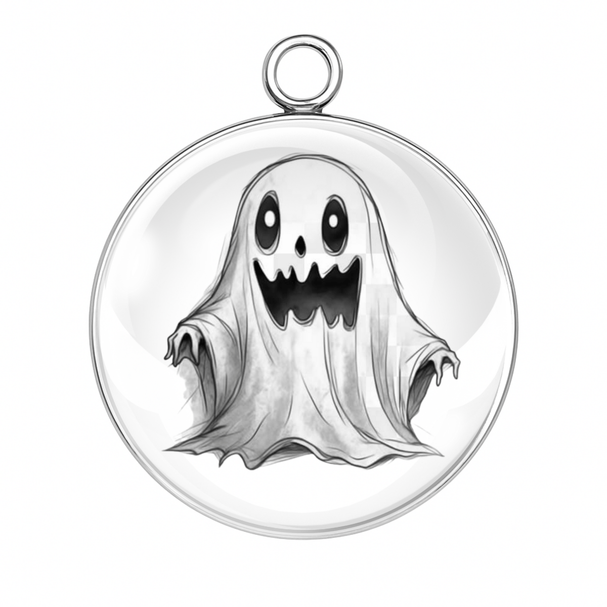 "Cute floating cartoon ghost charm"