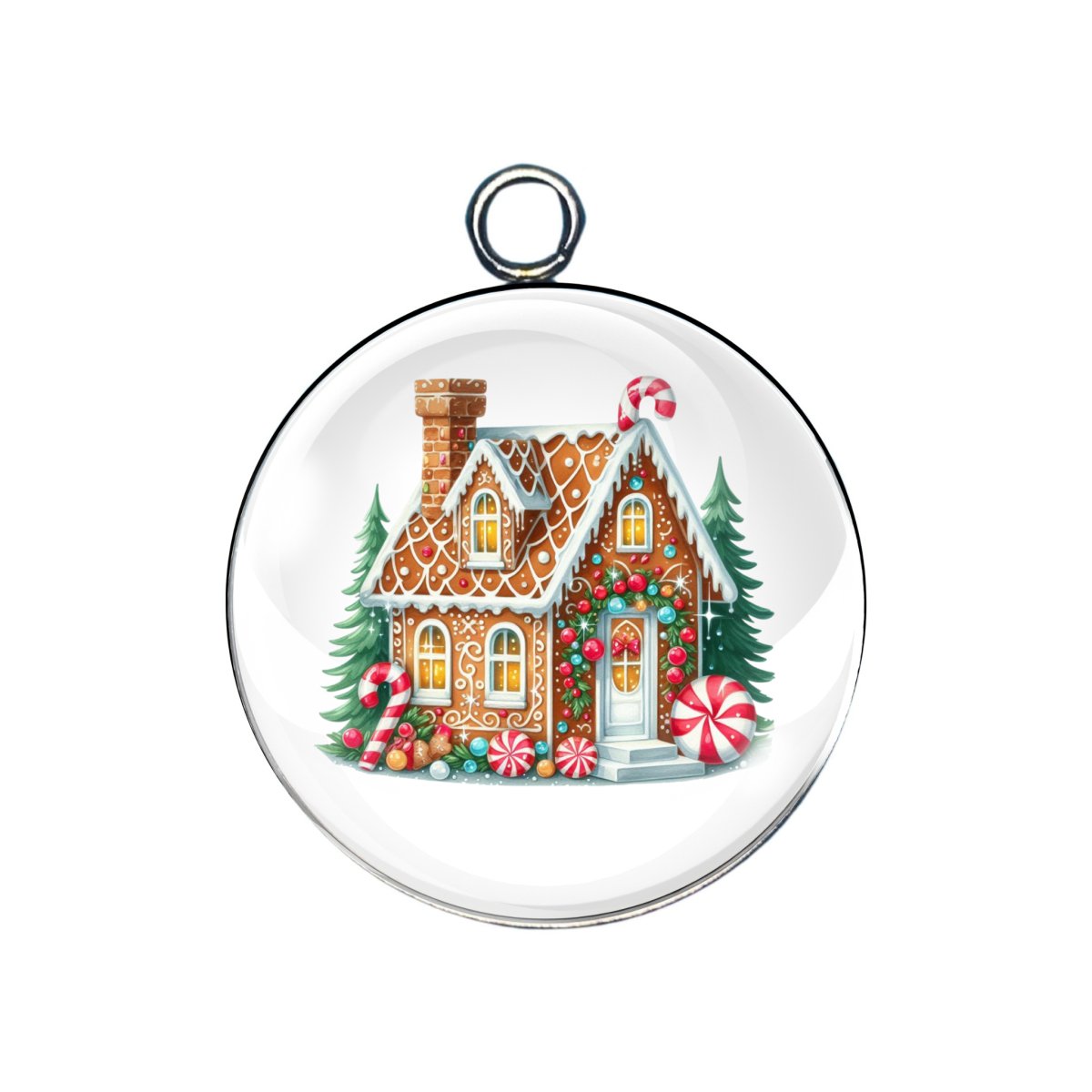 Gingerbread House Glass Cabochon Charms