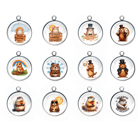 Ground Hog Day 2025 Glass Cabochon Charms