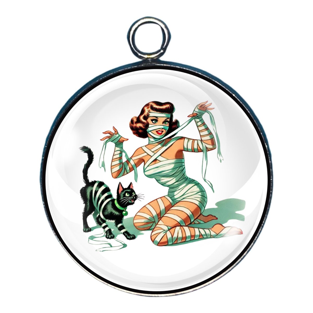 Halloween Pinup Hotties Glass Cabochon Charms