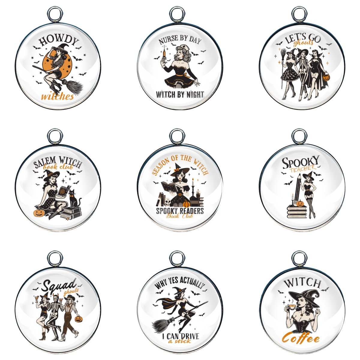 Halloween Pinup Witch Charms