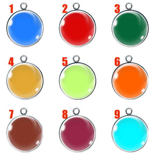 set of 9 solid colors glass cabochon charms