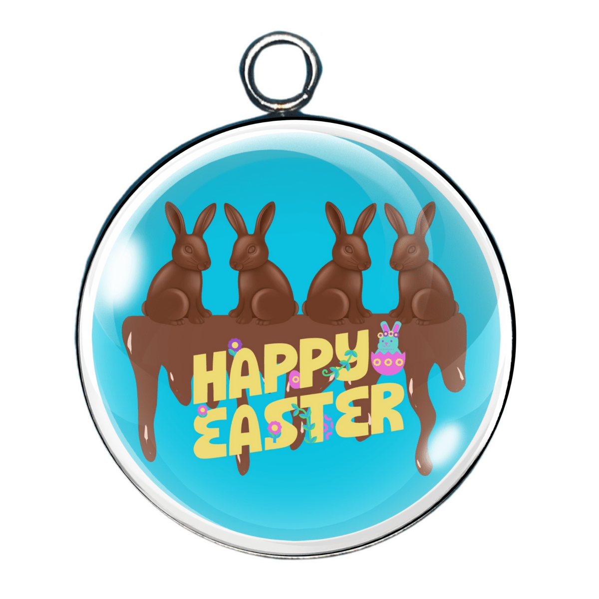 Happy Easter Glass Cabochon Charm