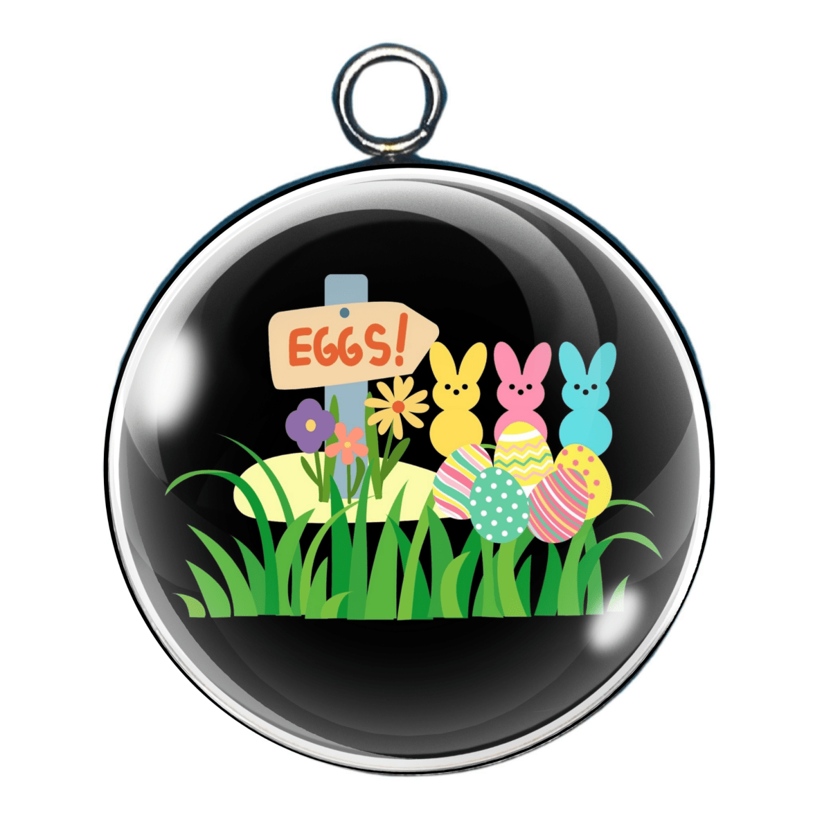 Happy Easter Glass Cabochon Charm