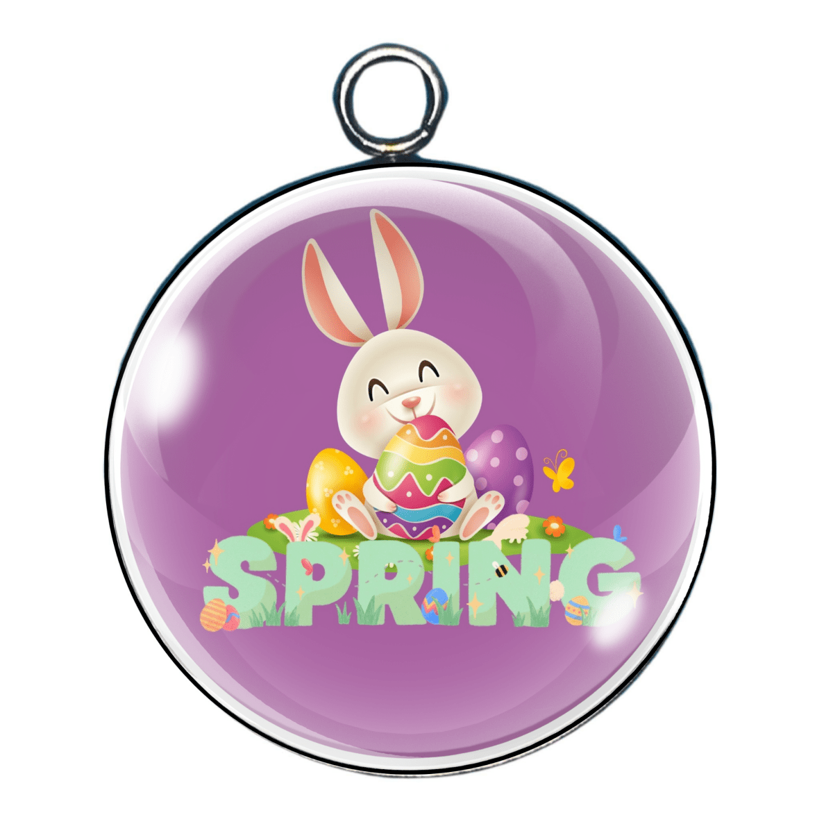 Happy Easter Glass Cabochon Charm