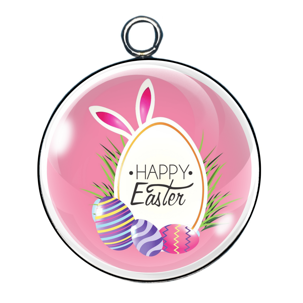 Happy Easter Glass Cabochon Charm