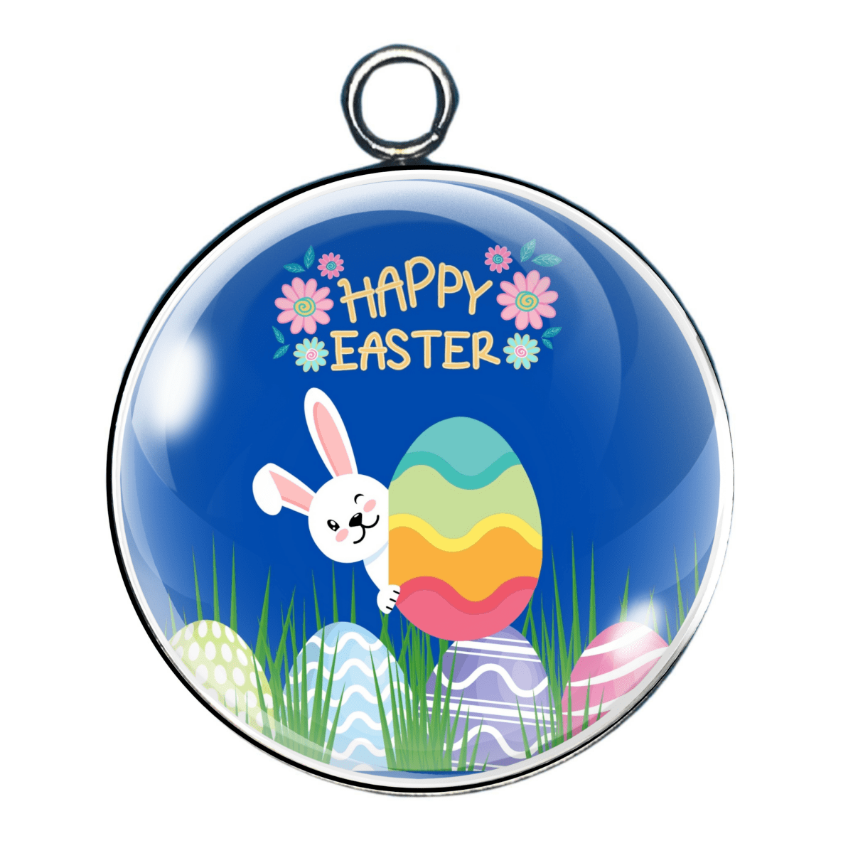 Happy Easter Glass Cabochon Charm
