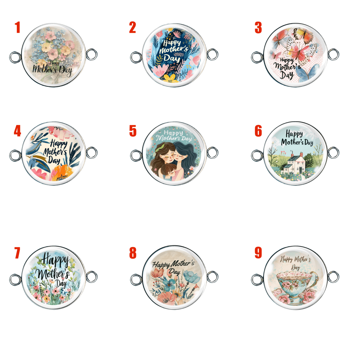 9 double eyelet happy mothers day charms