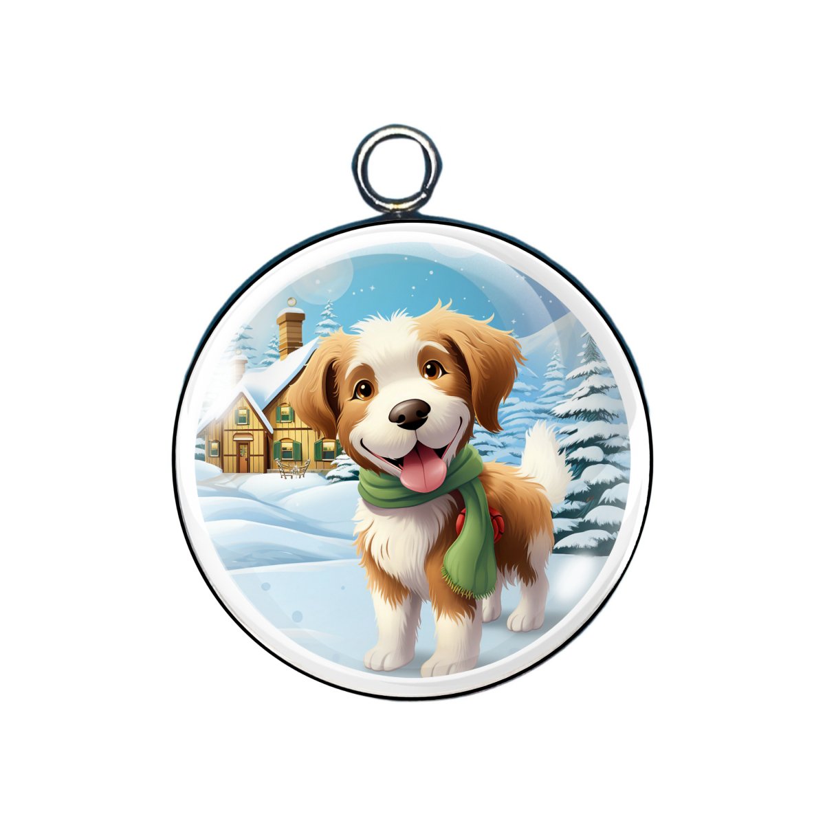 holiday puppy glass cabochon charm