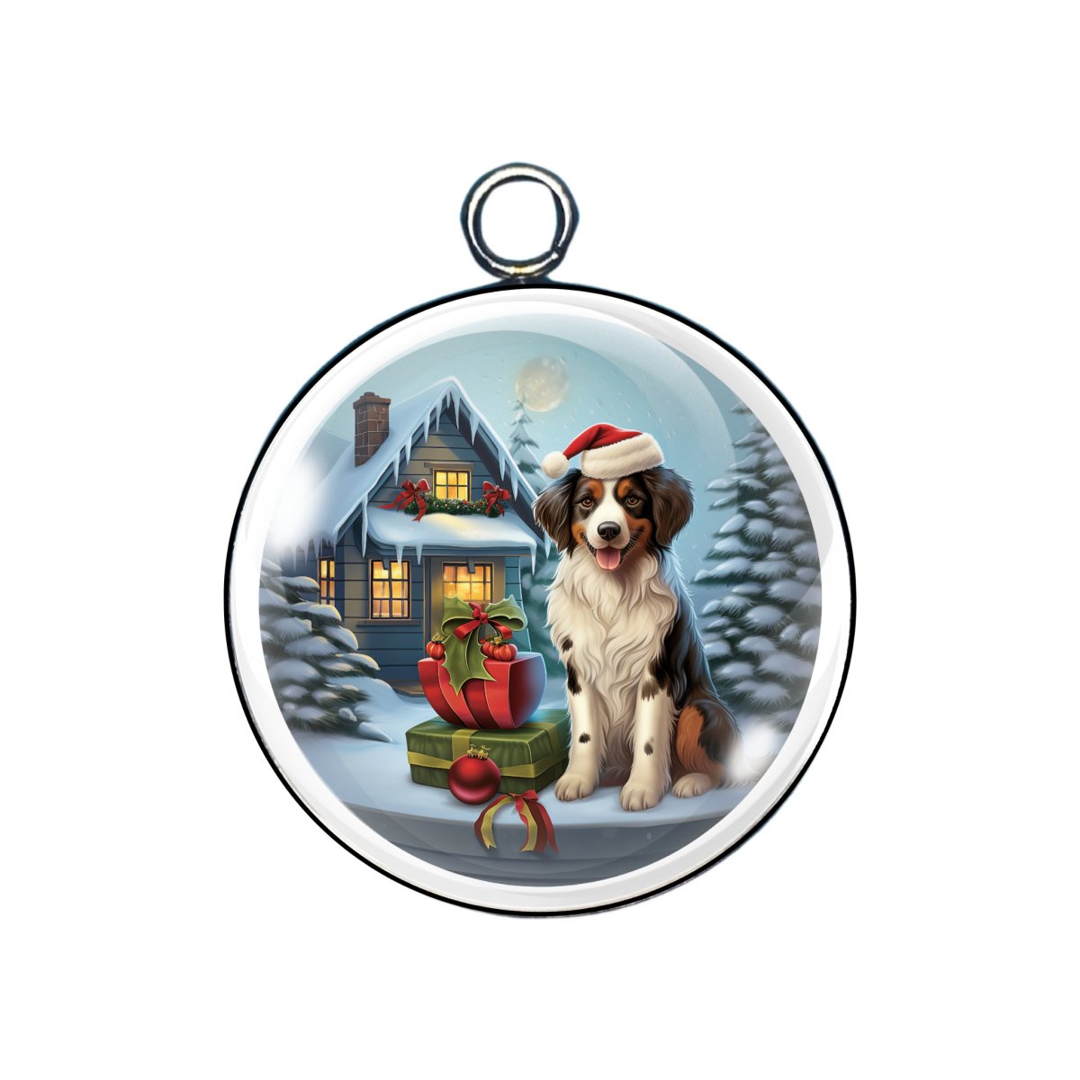 holiday puppy glass cabochon charm