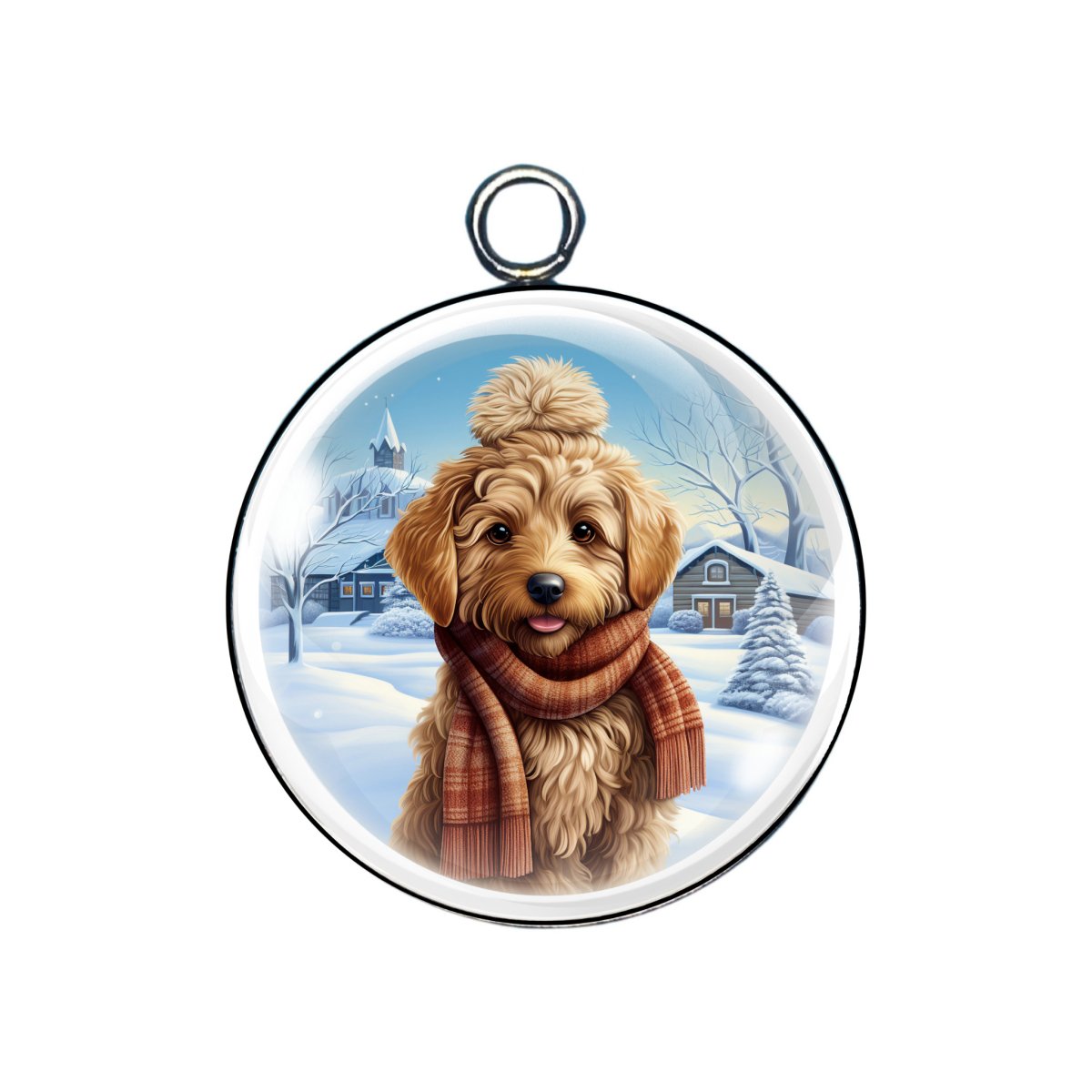 holiday puppy glass cabochon charm