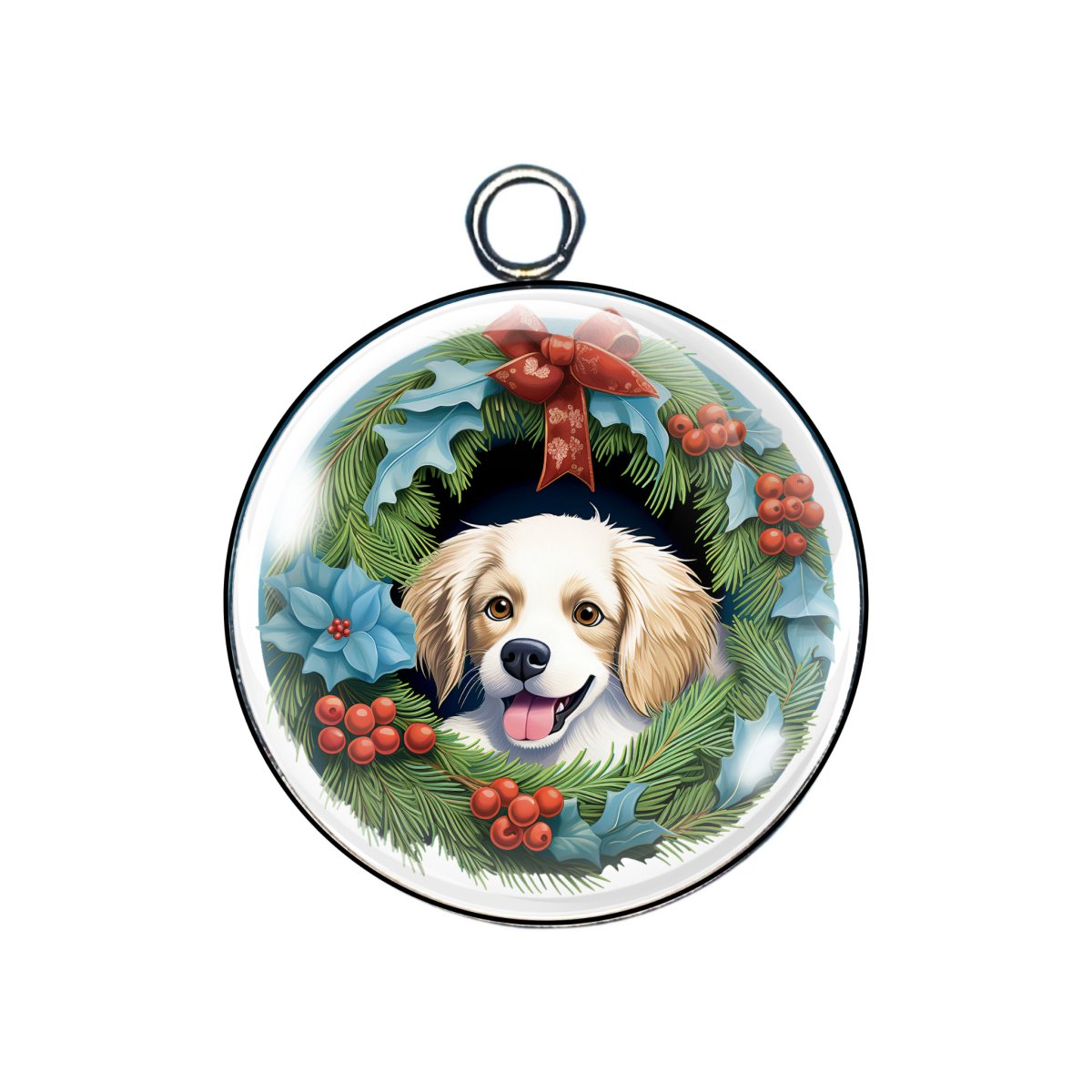 holiday puppy glass cabochon charm
