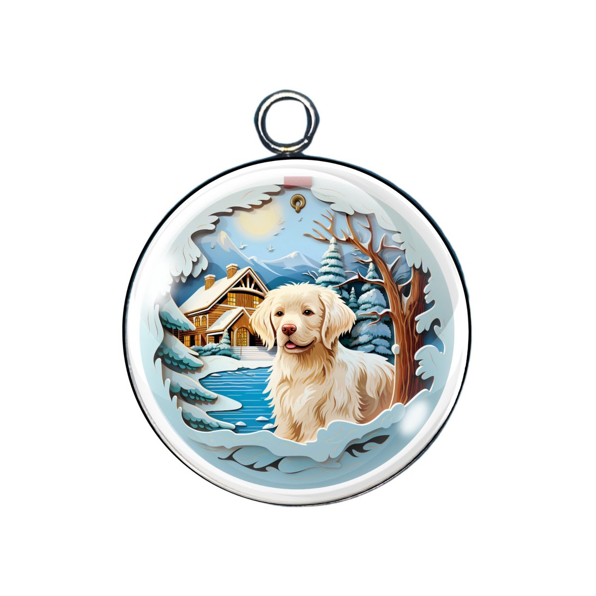 holiday puppy glass cabochon charm