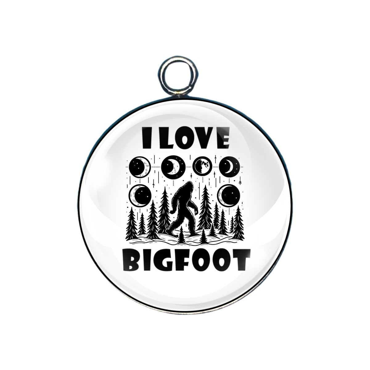 I Love Bigfoot glass cabochon charm