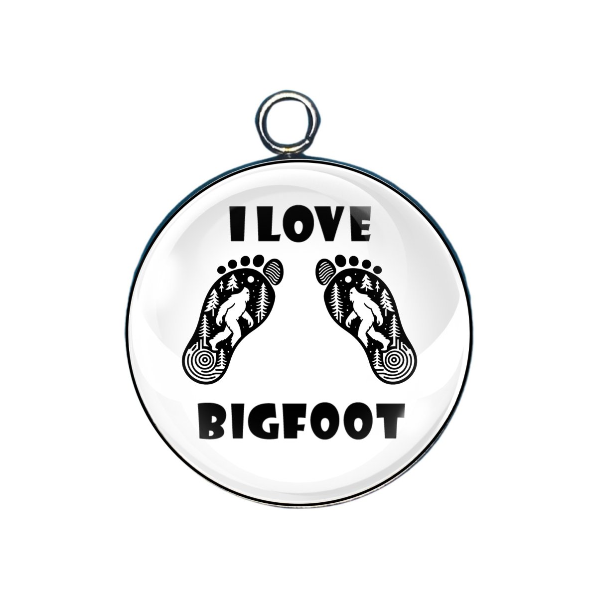 I Love Bigfoot glass cabochon charm