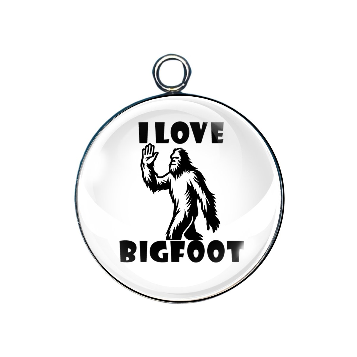 I Love Bigfoot glass cabochon charm