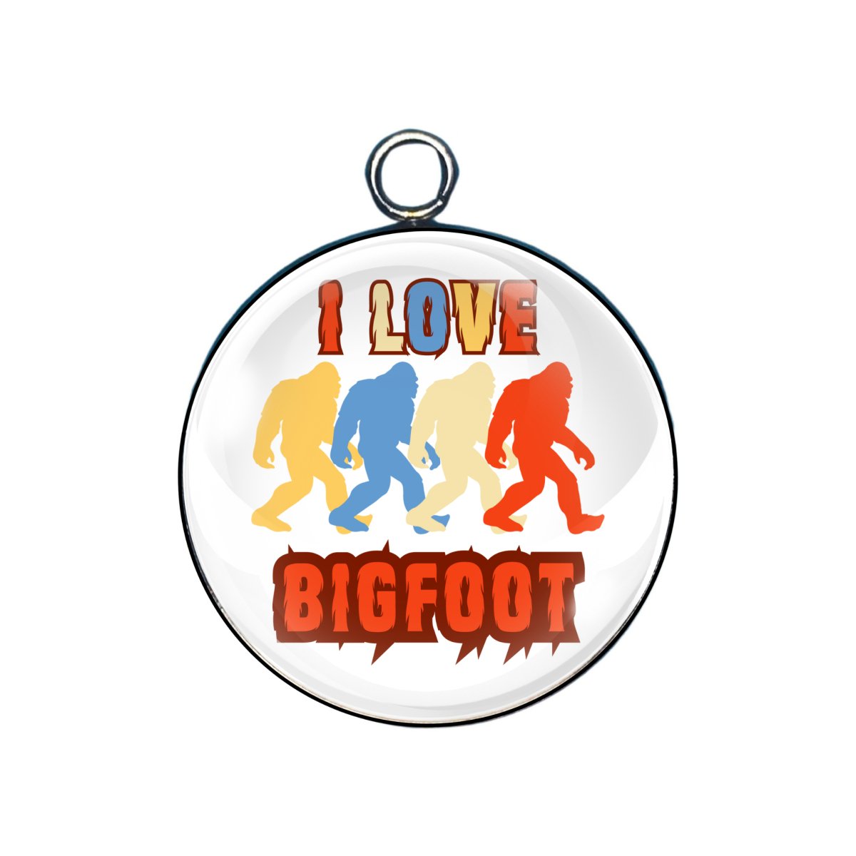 I Love Bigfoot glass cabochon charm