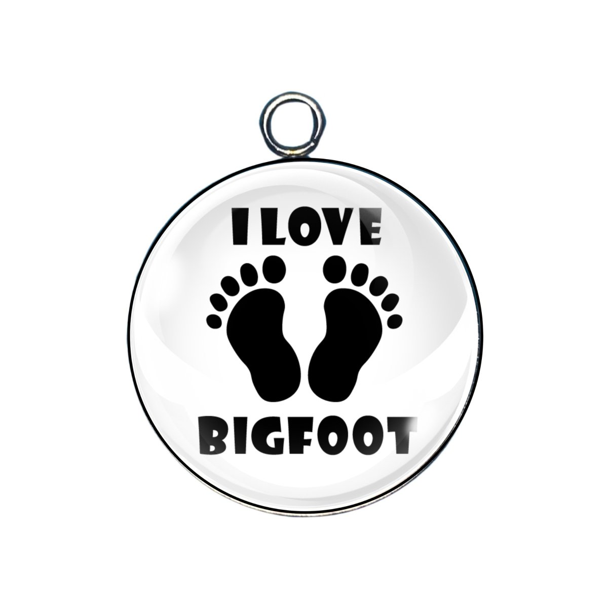 I Love Bigfoot glass cabochon charm