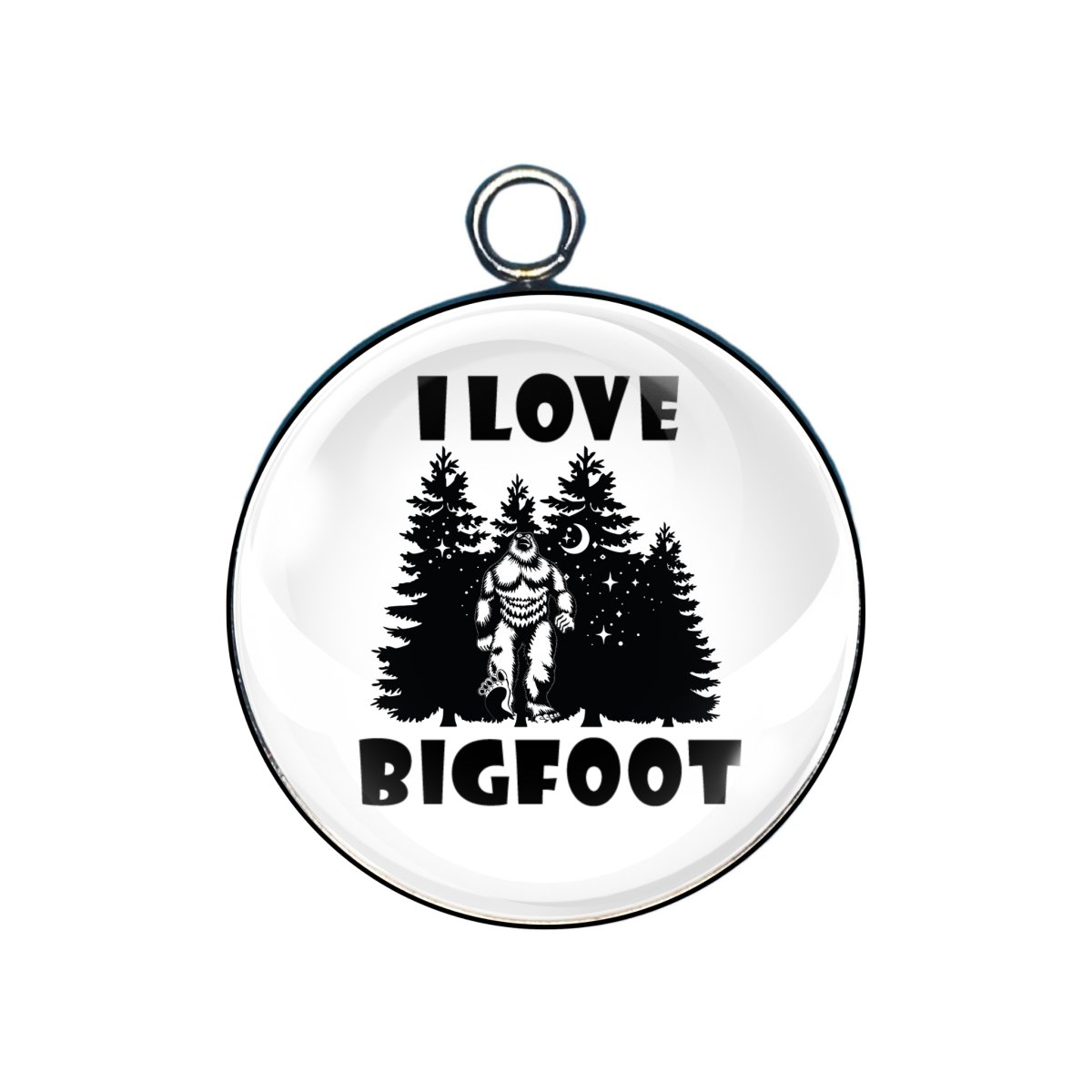 I Love Bigfoot glass cabochon charm
