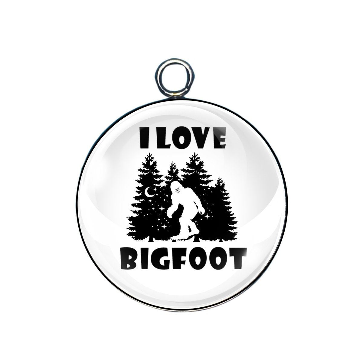 I Love Bigfoot glass cabochon charm