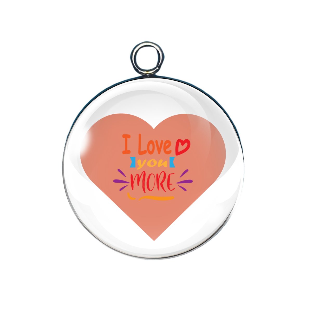I Love you glass cabochon charm