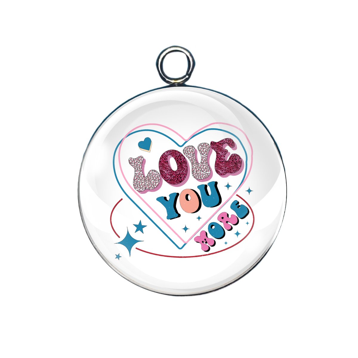 I Love you glass cabochon charm