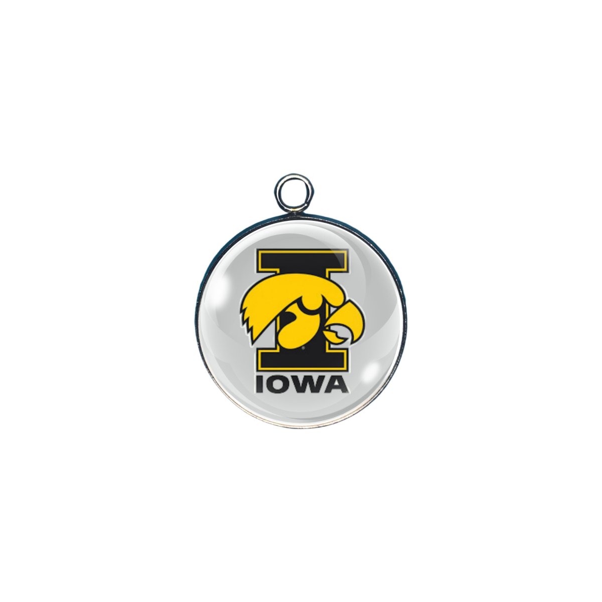 Iowa Hawkeyes glass cabochon craft charm