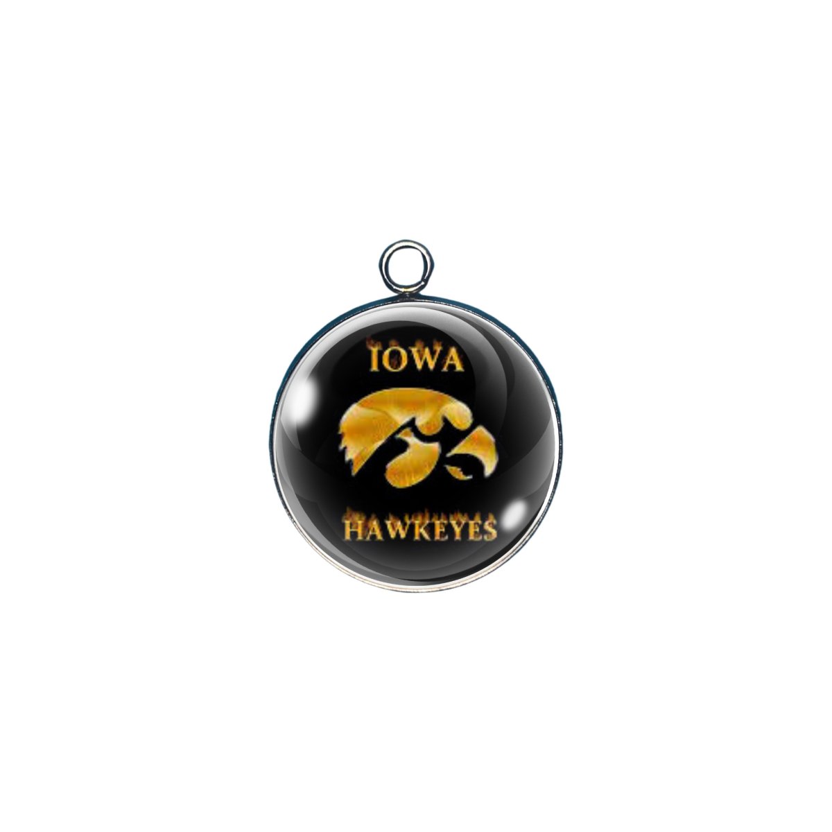 Iowa Hawkeyes glass cabochon craft charm