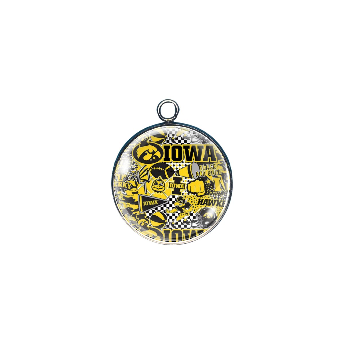 Iowa Hawkeyes glass cabochon craft charm